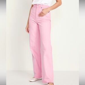 Extra High-Waisted Wide-Leg Jeans Size 8 Color Bergamot (Pink) OLD NAVY